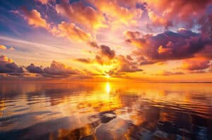 Colorful Florida sunset over calm water