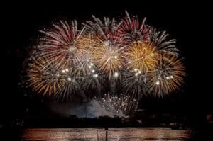 Fireworks over the water